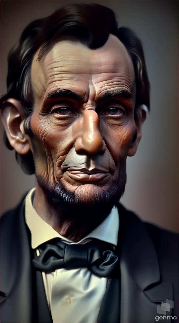 Abraham Lincoln is depicted in a moment of deep connection with another person, conveying understanding and compassion through his expression and body language.