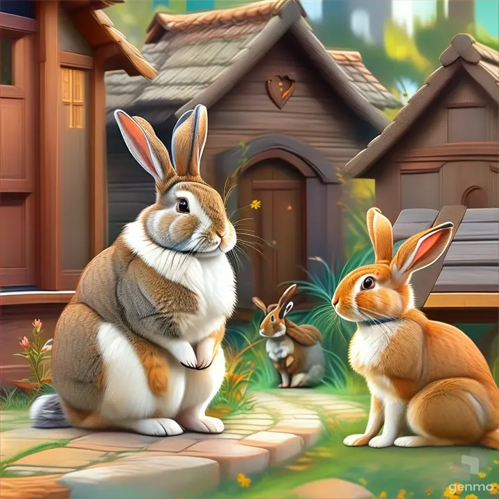 a rabbit and a rabbit sitting next to each other and talking 