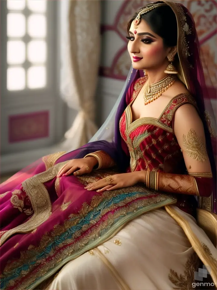 Pakistani bridal dress with tail