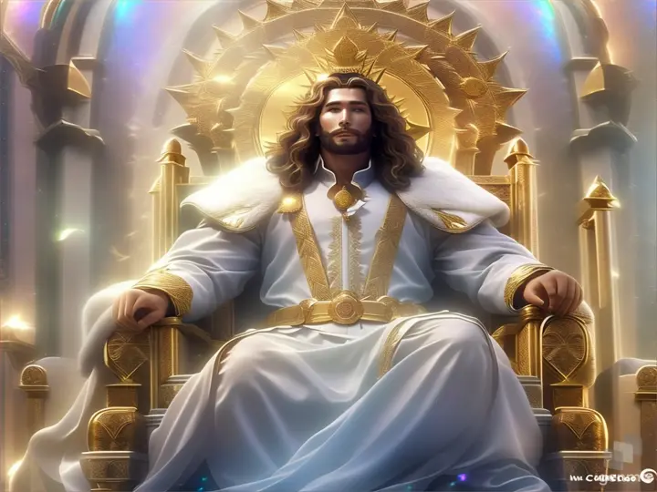 a man sitting on top of a golden throne