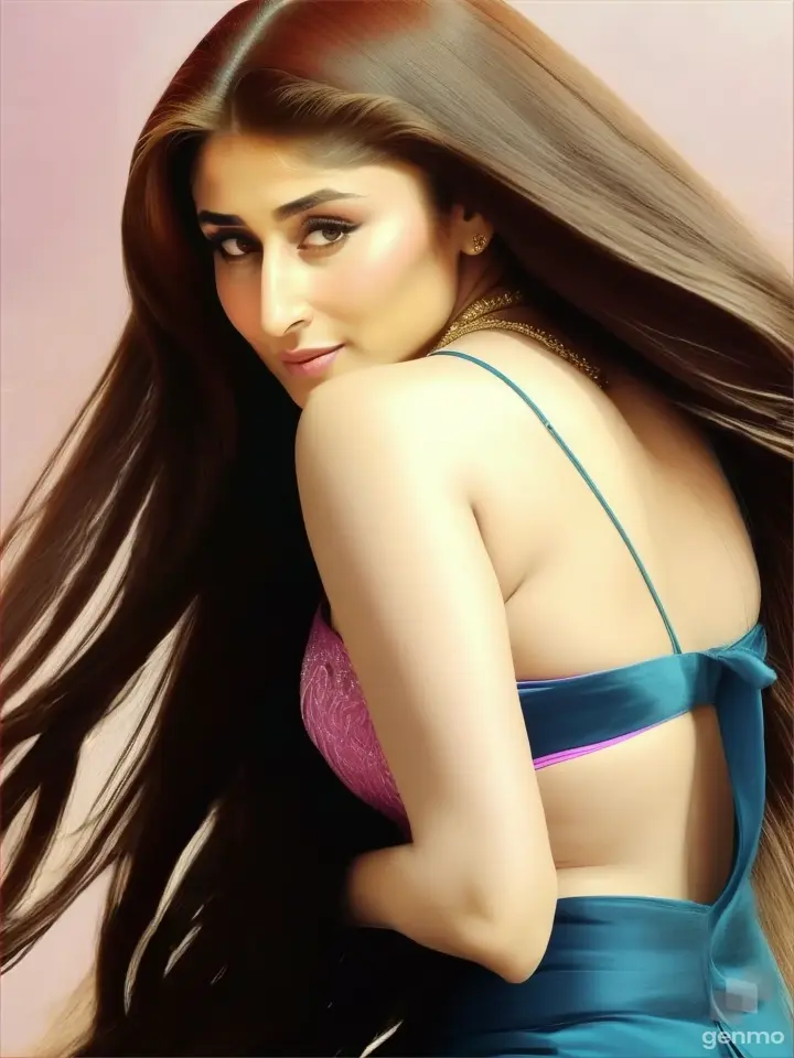 Cute Kareena Kapoor with flowing extreme long hair,