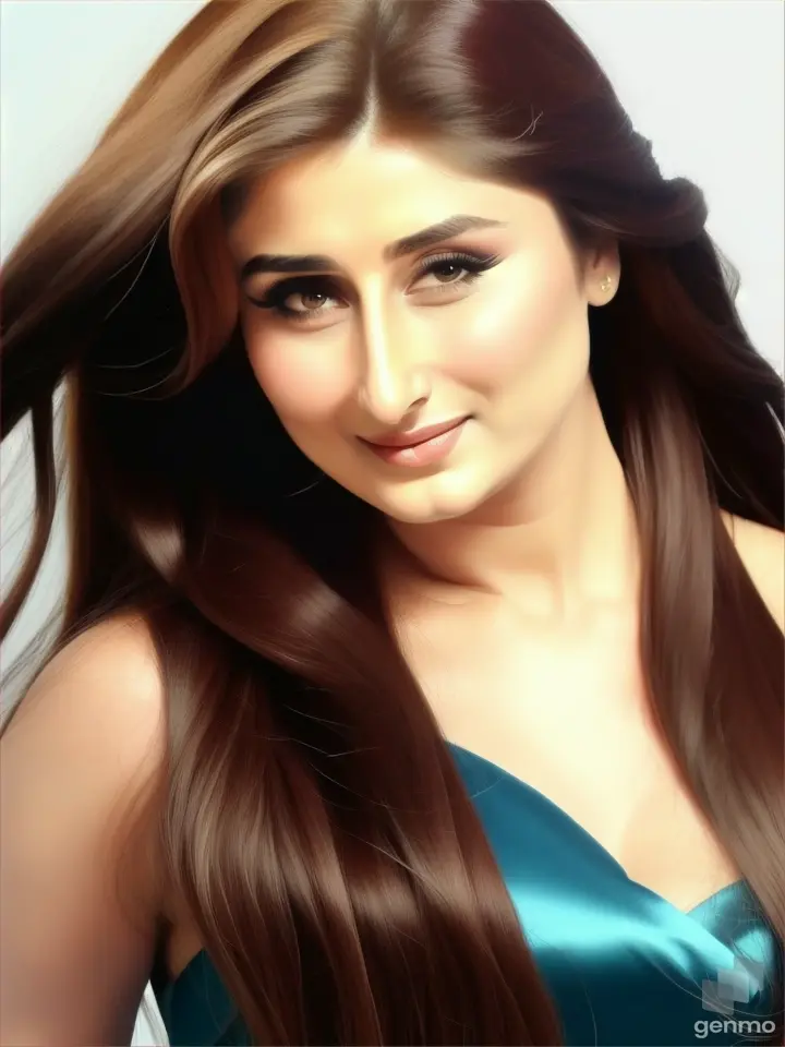 Cute Kareena Kapoor with flowing extreme long hair,