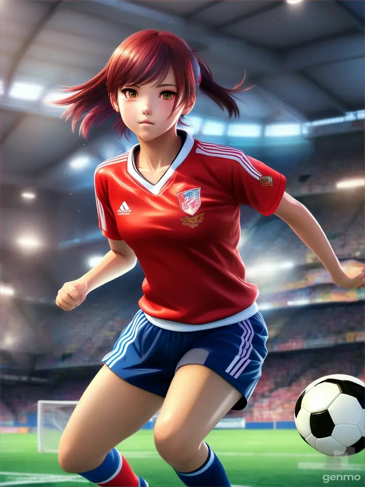 anime girl who is playing soccer