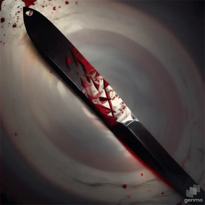 A knife with (fake) blood rotate 360