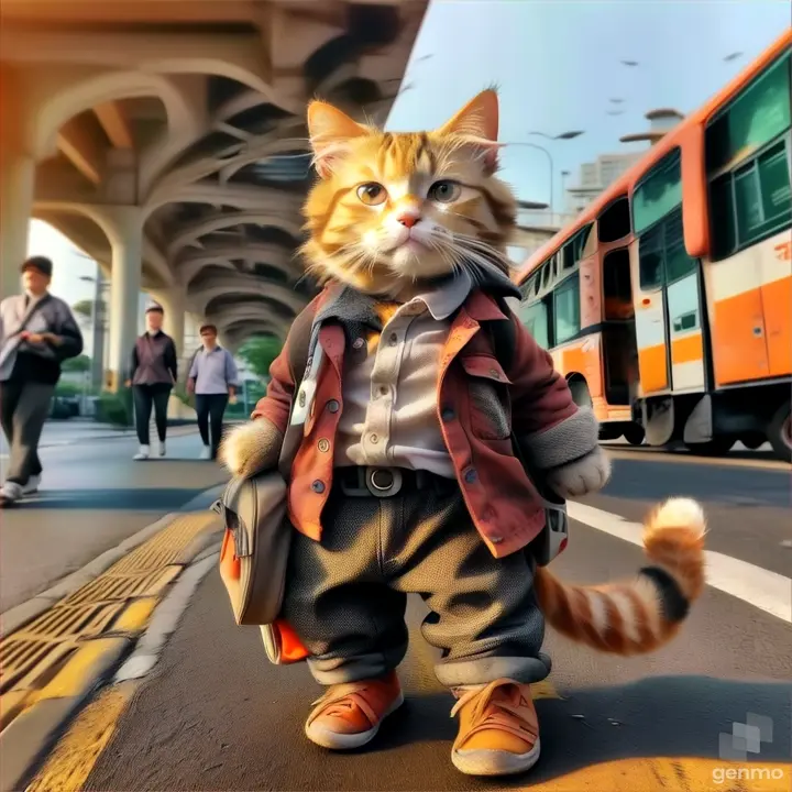 a cat that is standing in the street