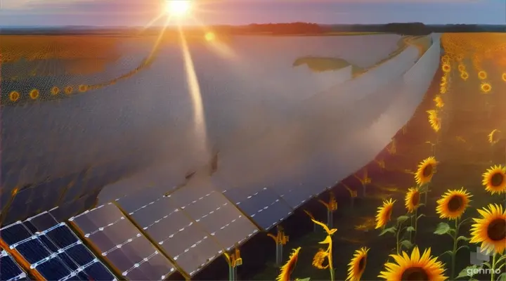 genarate a video of solar panels which the solar panels works on the heliotropic mechanism like in sun flower