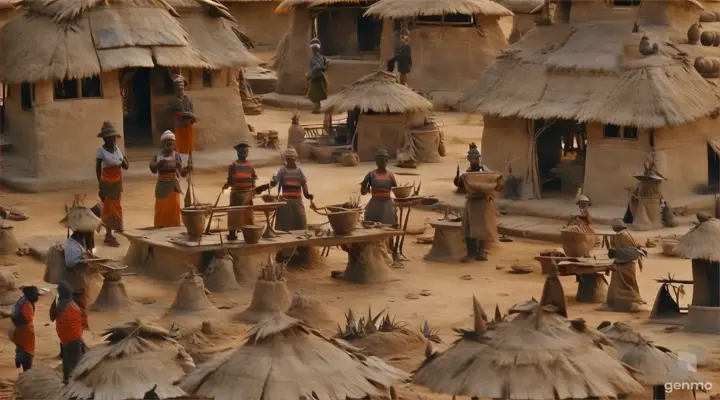 a group of people that are standing in the dirt