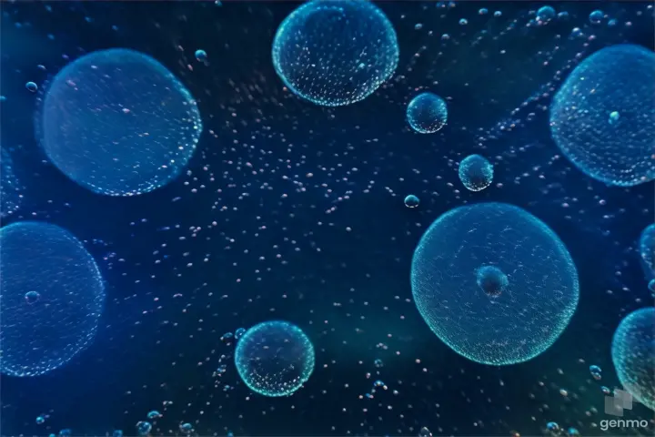 A bunch of bubbles in a starry, space-like void