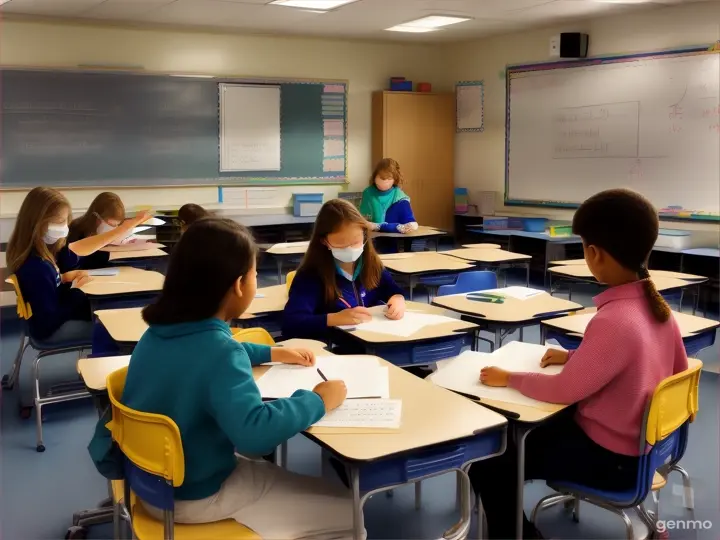Crea una imagen donde se refleje "Aprendizaje cooperativo en el desarrollo de habilidades matemáticas en alumnos de 8º curso"