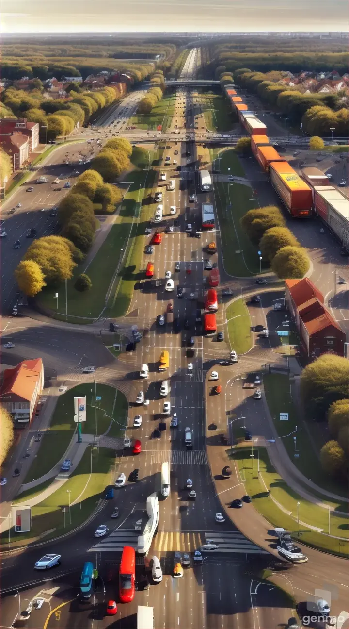 Motorway Crossing: A visual representation of the busy N44 motorway, emphasizing the potential danger that squirrels face when attempting to cross such a busy road.