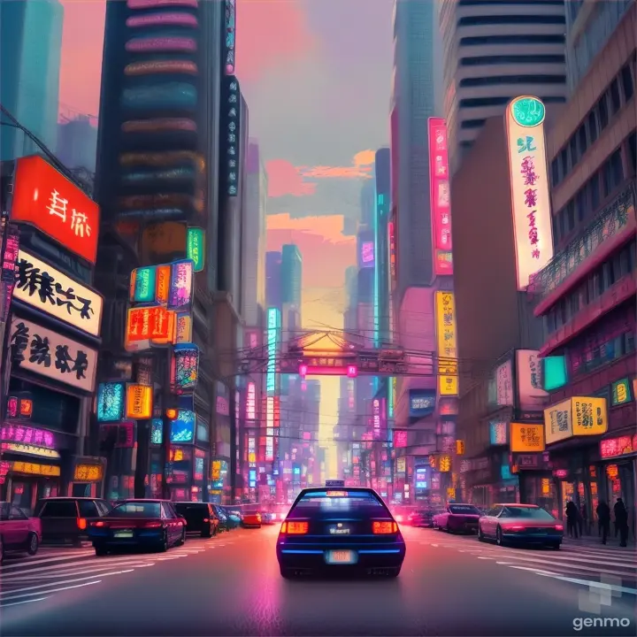 Tokyo city, cars, cool buildings, realistic, anime.