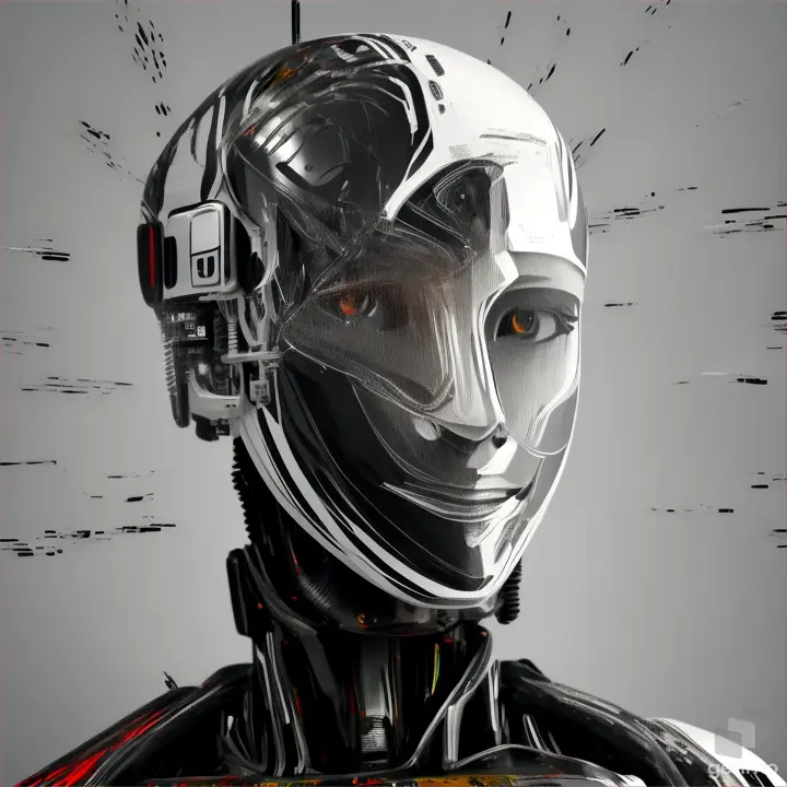 Two colors, black and white, stick and spread on the head of the Android robot