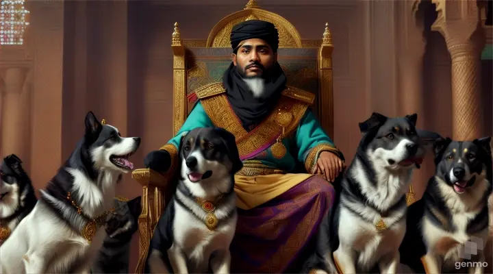 Muslim King and dogs 