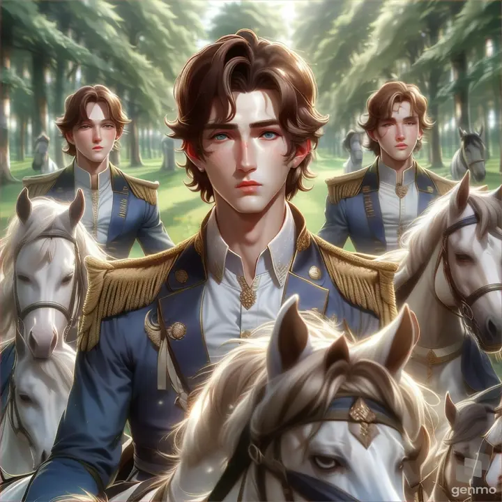  three prince riding on the backs of horses