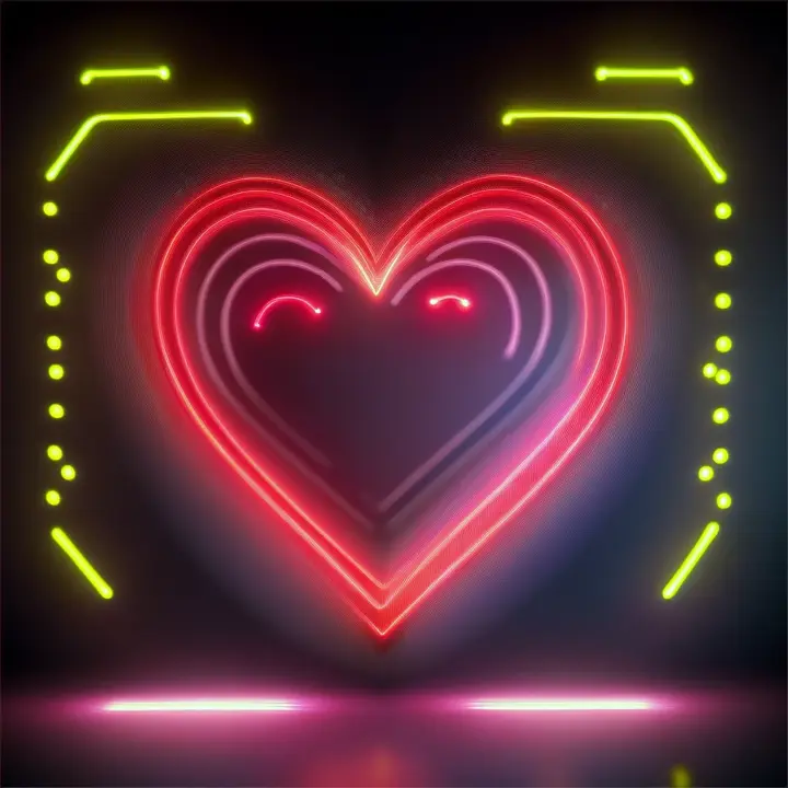 A heart made of pulsing red leds, set against a black background