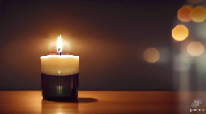 "A single candle glowing brightly in a dark room, symbolizing hope and positive change. The image should emphasize the contrast between the light and the darkness, showcasing the impact of a small yet powerful action.