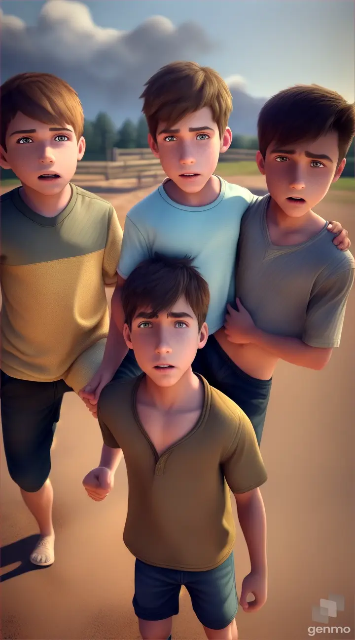 animated group of boys holding an injured boy