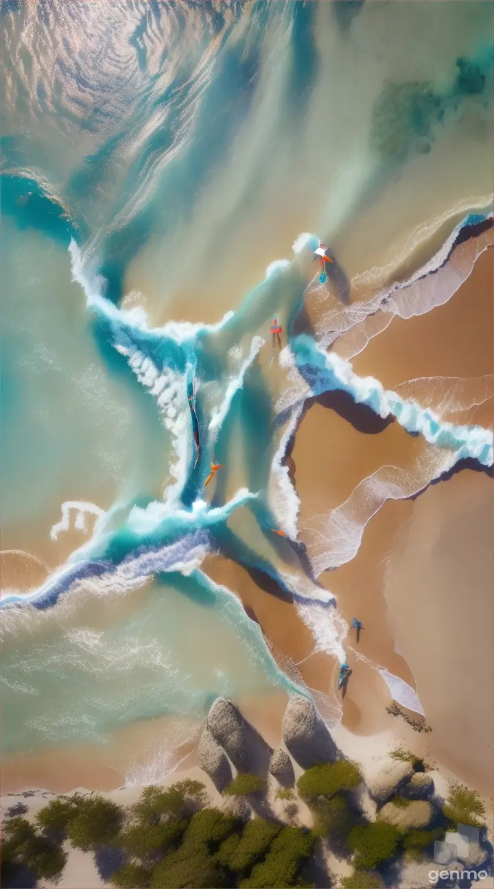 a couple of people swimming in the ocean