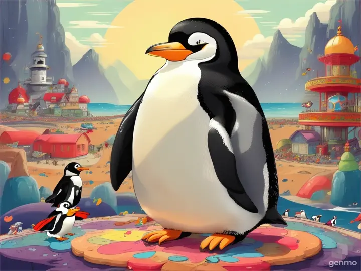The colony, once wary of Penguin's unconventional ways, now embraced his adventurous spirit, understanding that sometimes stepping outside one's comfort zone could lead to extraordinary discoveries. cartoon illustration
