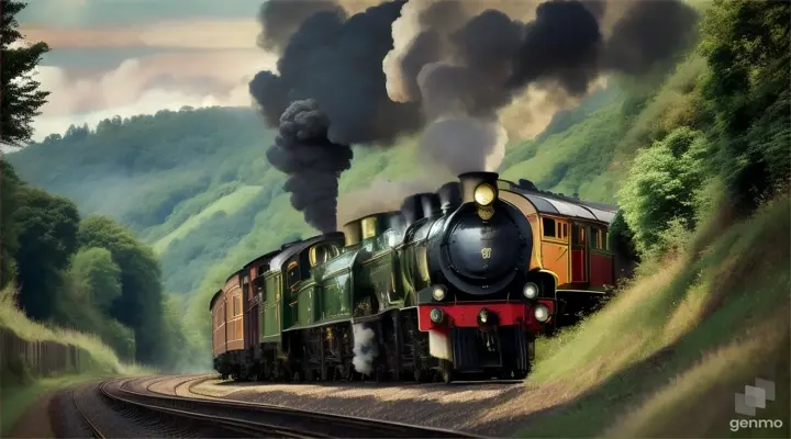Steam train moving