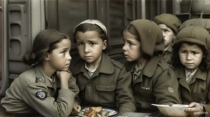 Families not affluent during World War II. High-definition, color