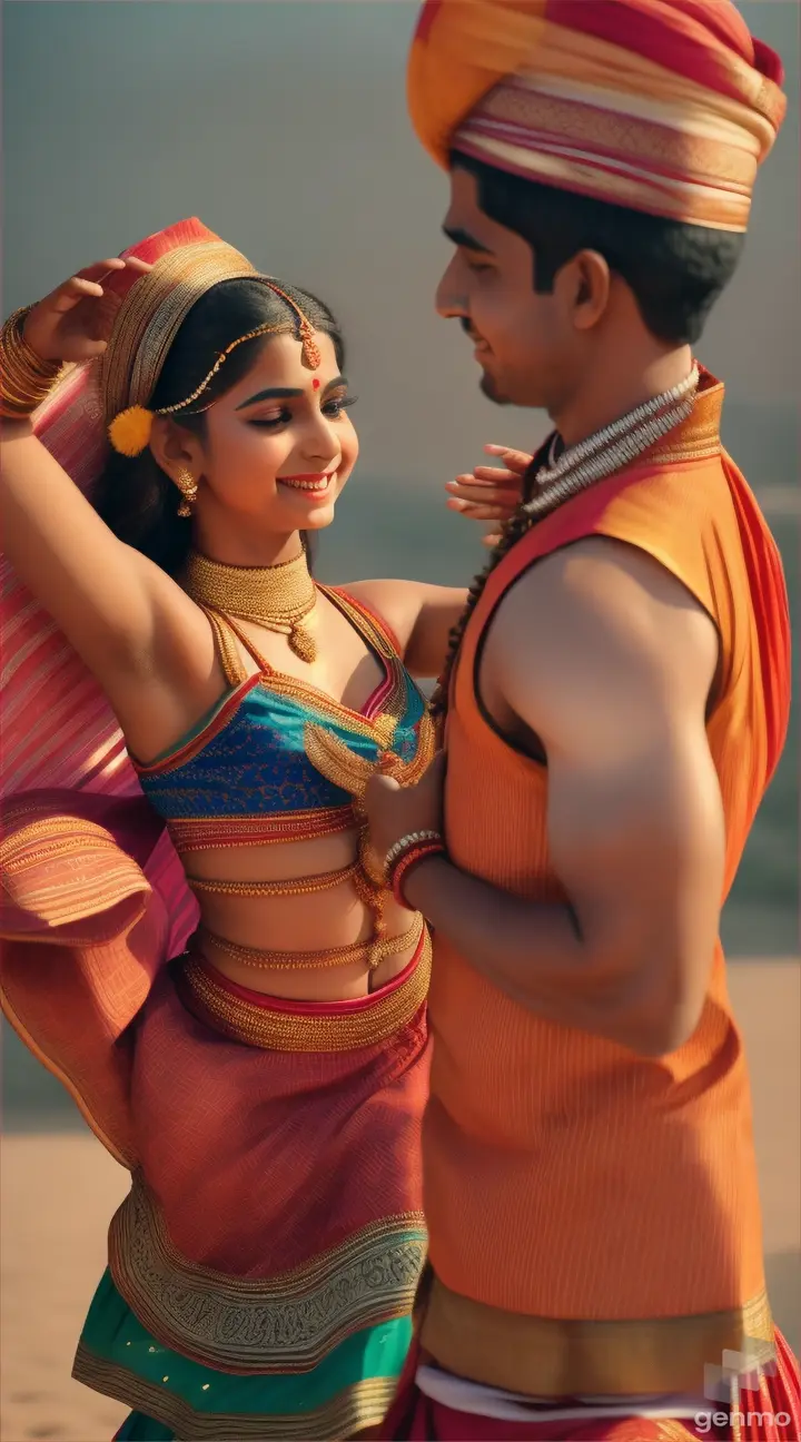 Indian girl dancing with boy