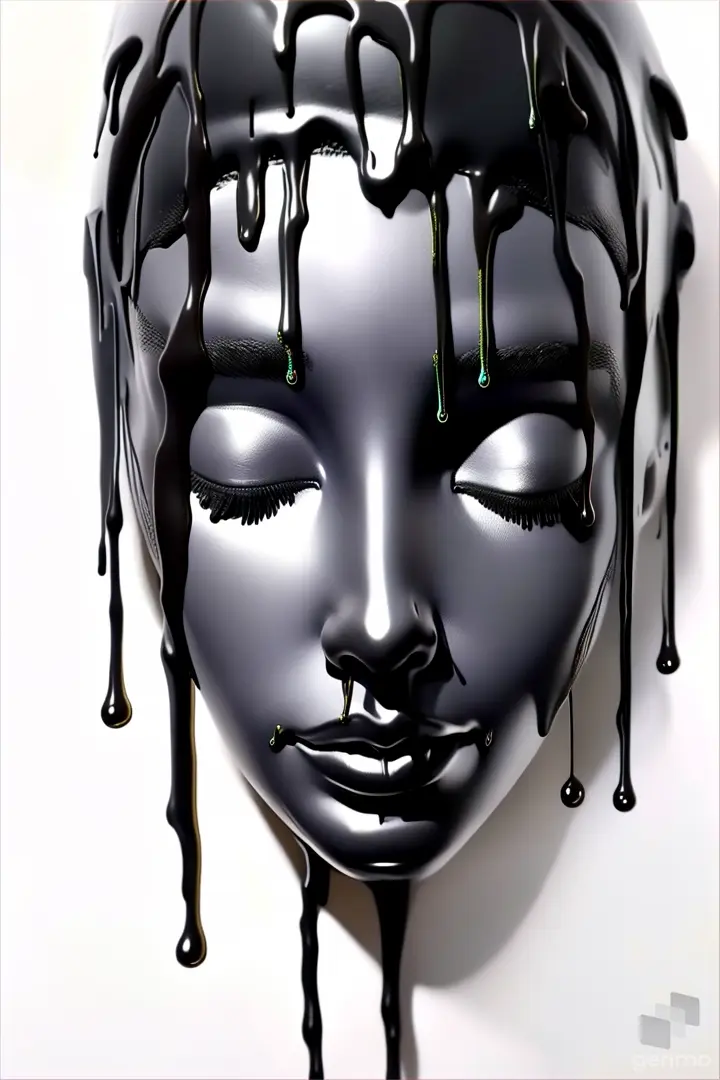 a black mannequin with dripping chocolate on it's head