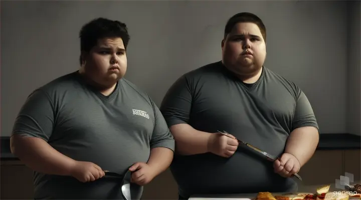 two overweight brothers: one is 24 years old, other is 12 — the older one takes a knife