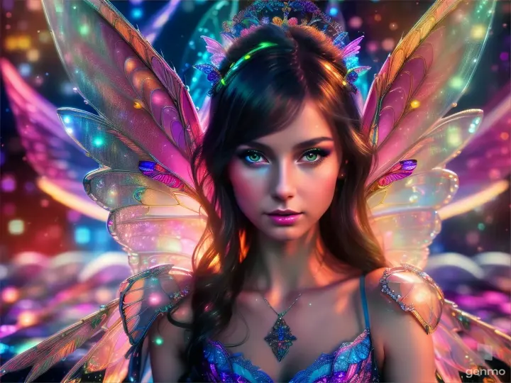 beautufull fairy like victoria secret with luminous colored and transparant  wings