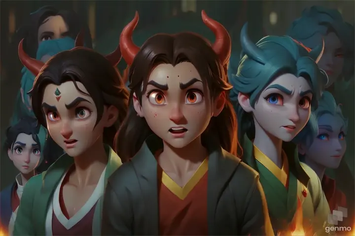 A montage of scenes depicting mortals and immortals alike, their faces filled with awe and wonder as they witness the beautiful devils' transformation, their eyes alight with newfound hope for a brighter future.
