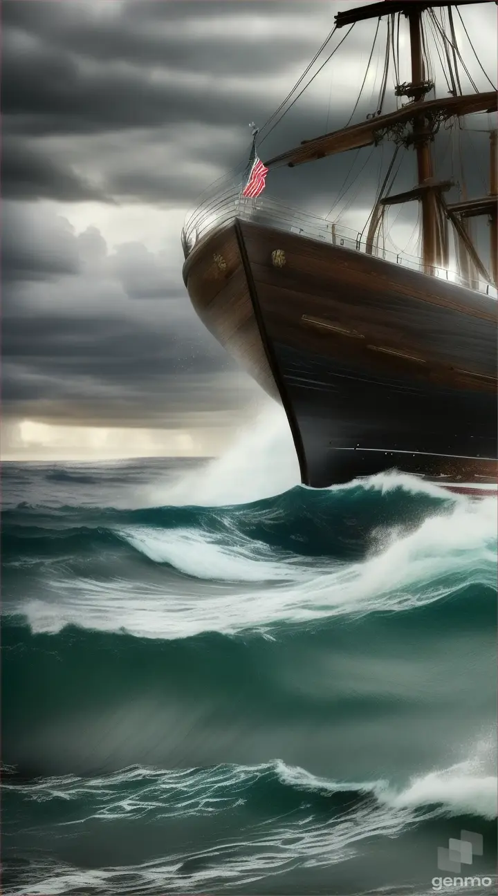 A boat in the storm in the sea