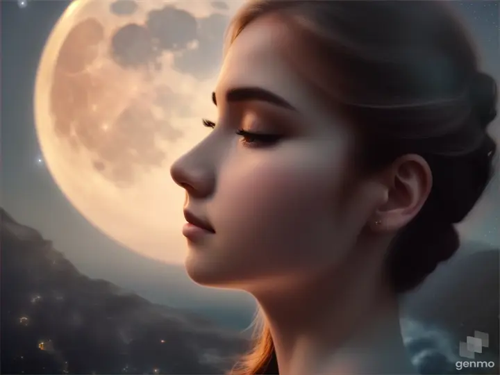 Woman see the moon