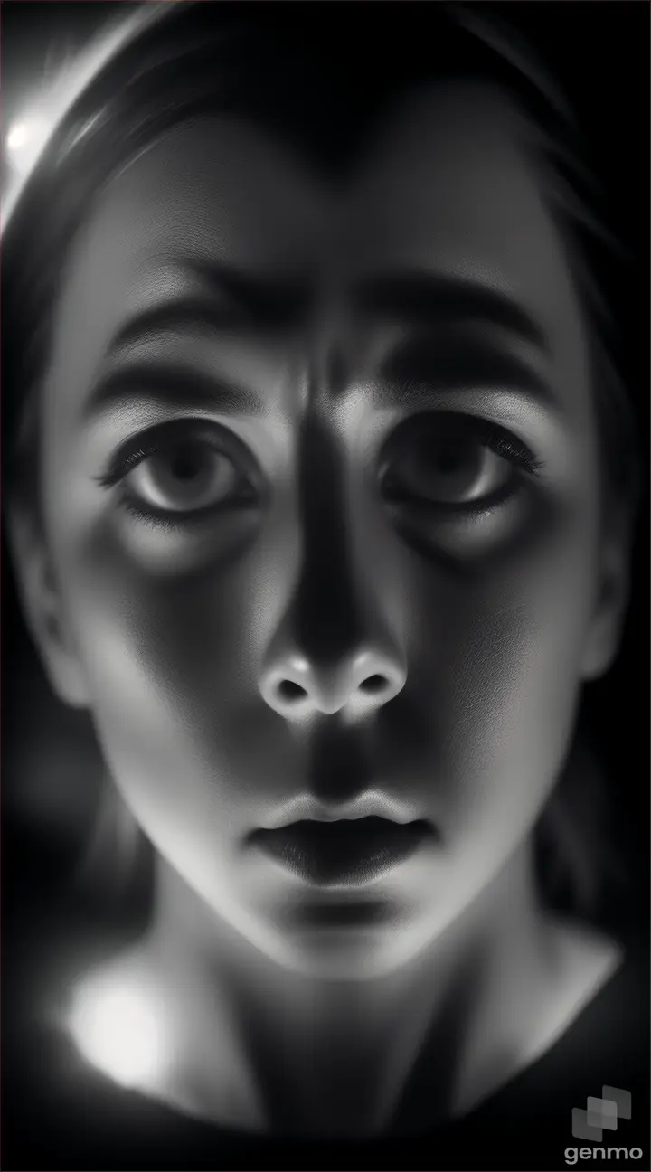 The protagonist hears a strange scream in the darkness, setting an eerie tone for the adventure.
Image Prompt: An image of the protagonist's face illuminated by a flashlight, showing fear and uncertainty as they listen intently to the mysterious sound behind them.