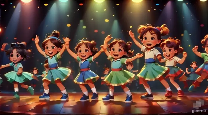 a group of children dancing on a stage