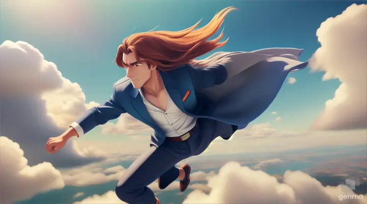 haz un hombre volando estilo anime