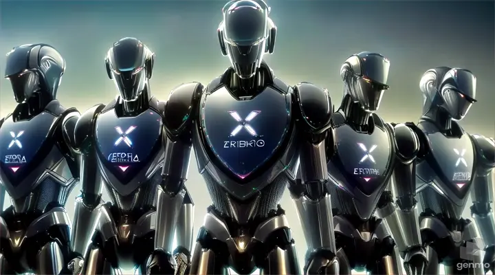 a group of robots standing next to each other