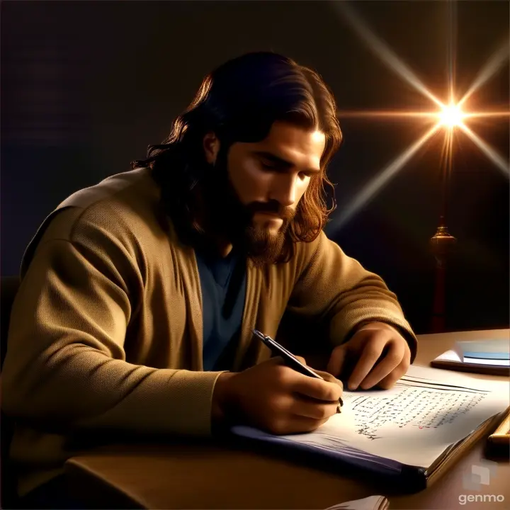 a man sitting at a desk writing on a piece of paper