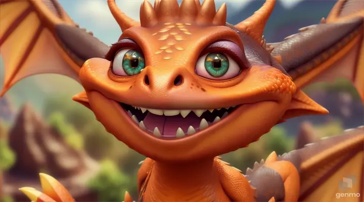 The dragon, once afraid of his fiery breath, now surprised you by saluting with a friendly smile.Disney cartoon style prompt. 