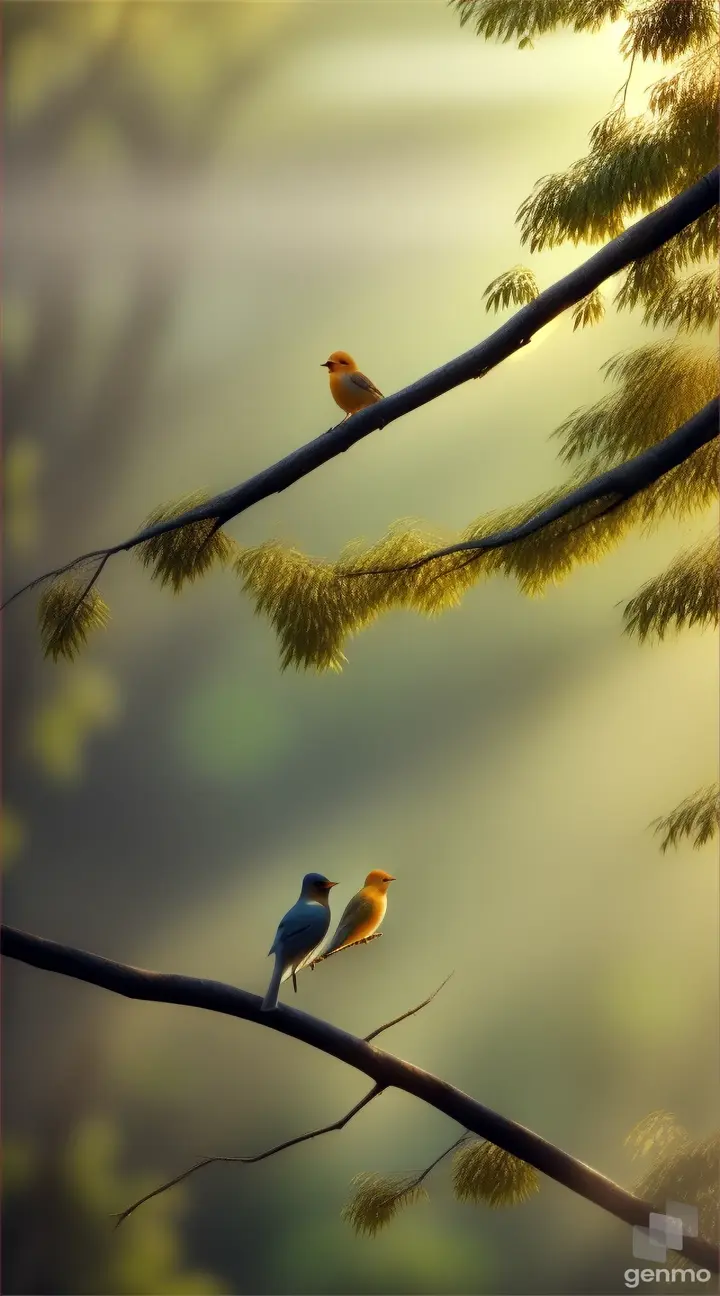 peace of nature with birds chipping