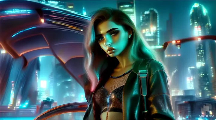 a woman standing in front of a futuristic city