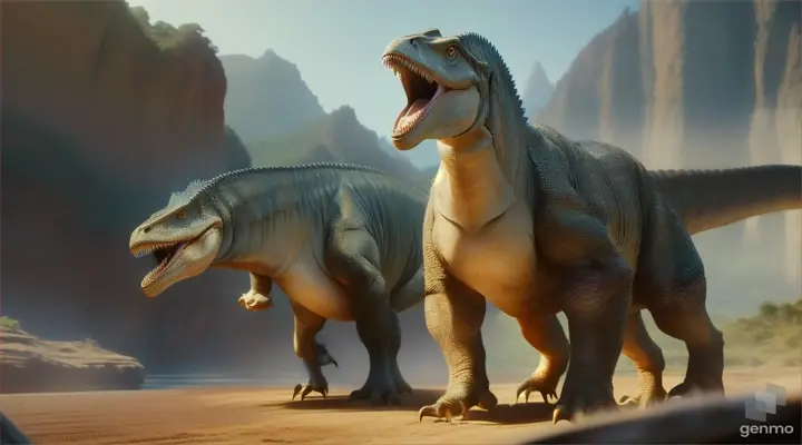 Narrator: "Millions of years ago, during the Triassic period, the Earth was a vastly different place. It was a time when dinosaurs emerged, ruling the land with their incredible diversity and size."
