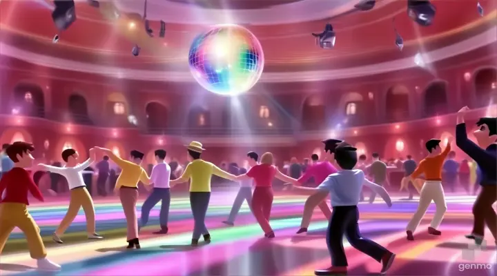 a group of people dancing on a dance floor