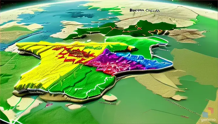 A map of Boyacá, Colombia is shown. The provinces glow and illuminate one by one in a technological art style, showing their locations and outlines on the map.