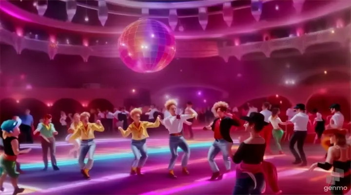 a group of people dancing on a dance floor