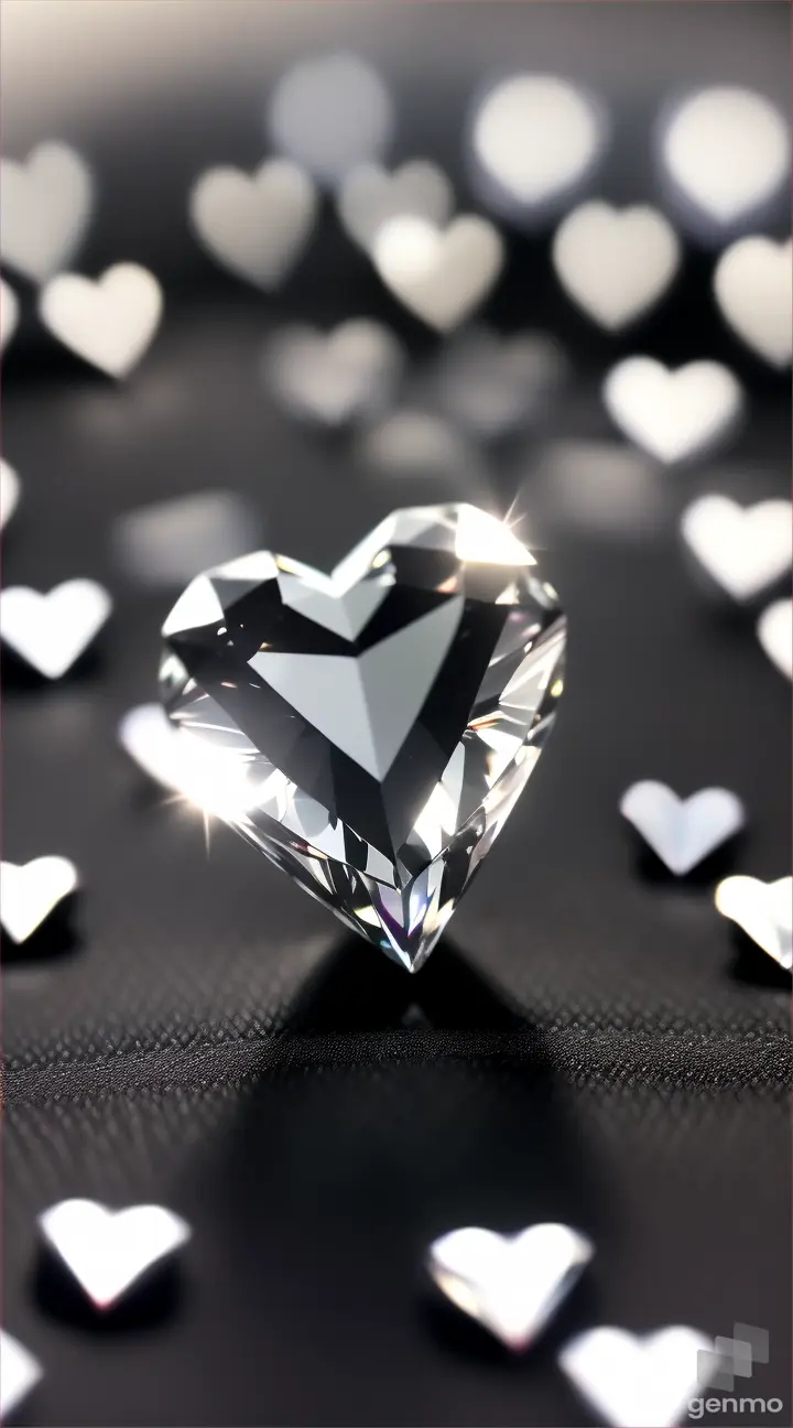 White heart-shaped diamond kepton black silk cloth