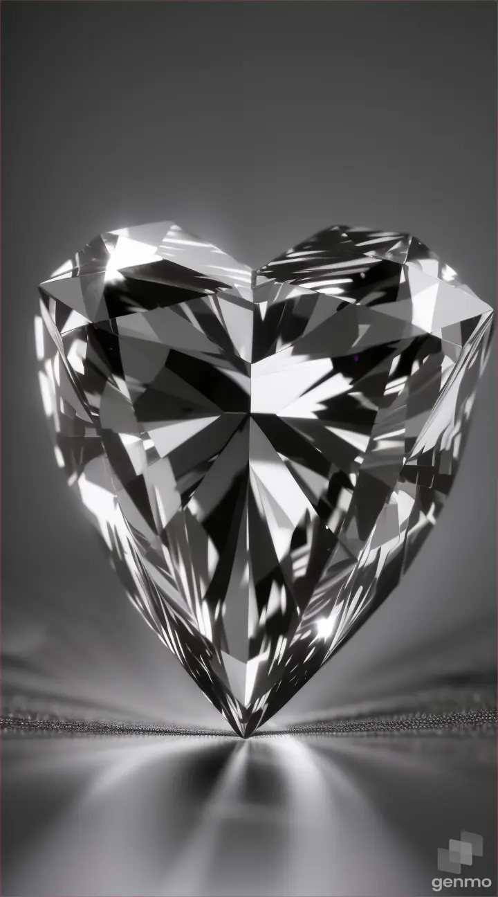 A white heart-shaped diamond on a black background