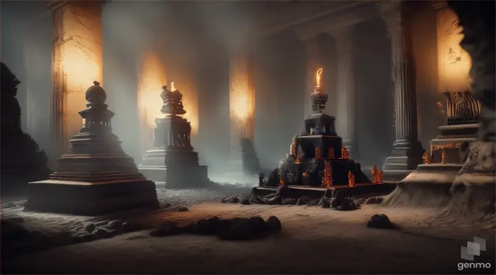 Skeletons rising in temple 