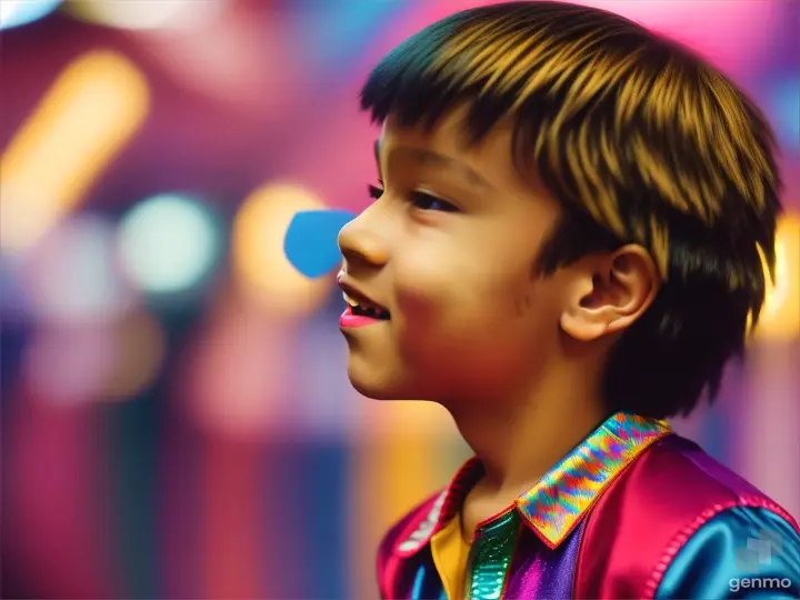 niño disfrazdo  en carnaval dando un beso
