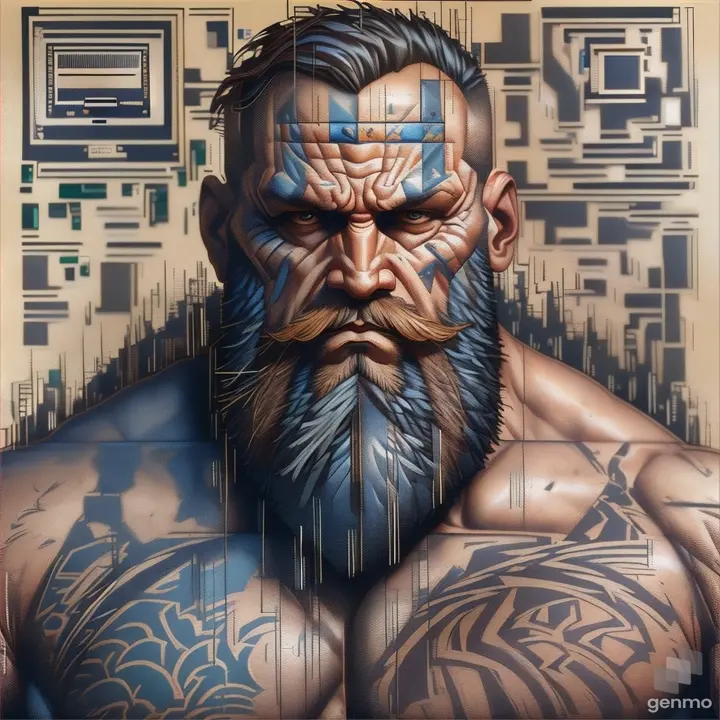 a digital painting of a man with a beard