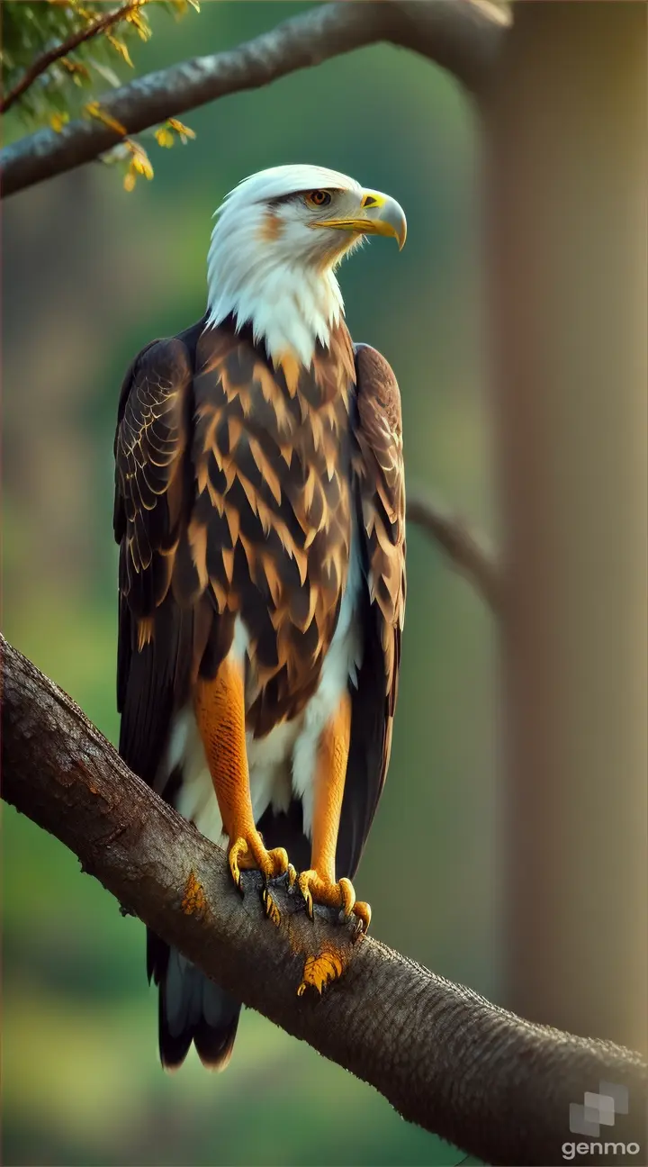 An eagle standing on a tree